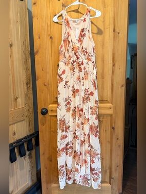 Baltic Born Velvet Cream Maxi Dress with Rust Floral Print XL NWT